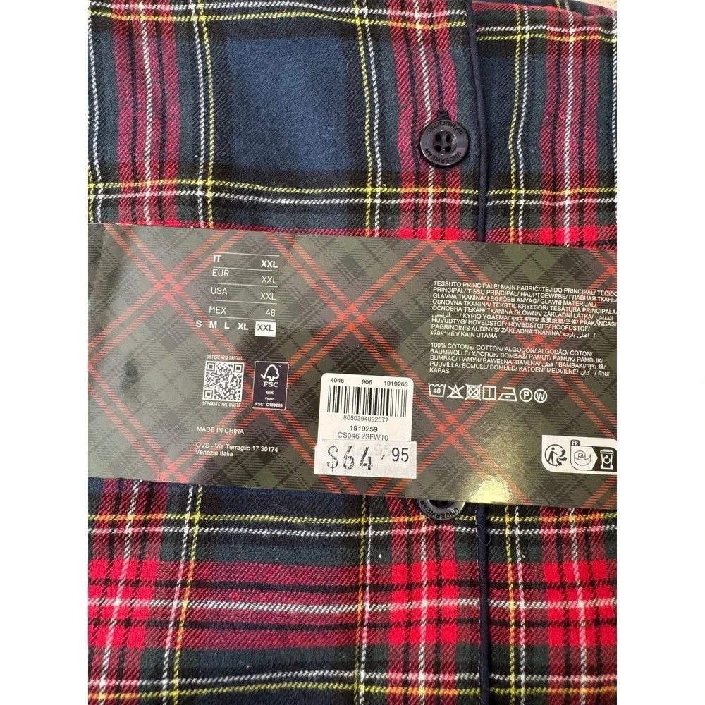 Piombo Plaid Pajama Set Women's XXL Long Sleeve Button Down NWT Red‎ Blue Green